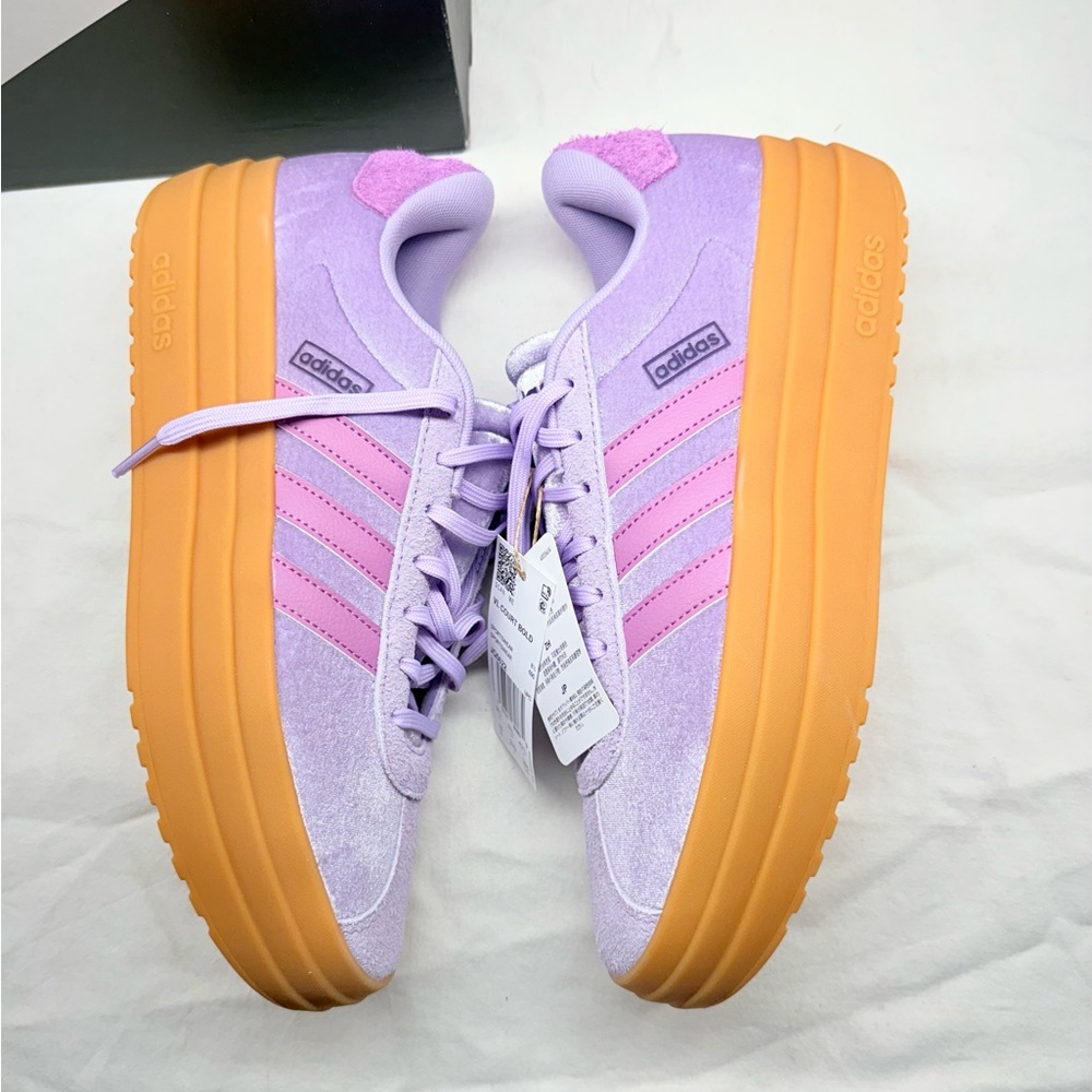 Adidas VL Court Bold Women’s 9.5 Purple Platform Sneakers JQ5622 NEW - Picture 7 of 9